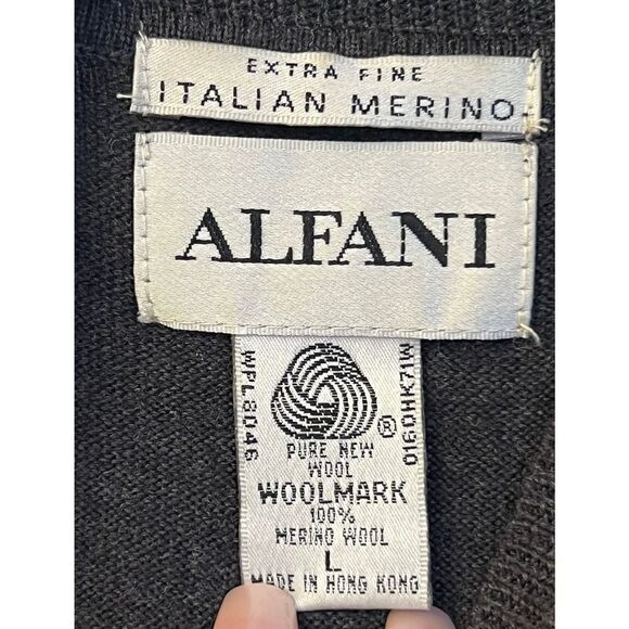 Alfani 100% Merino Wool Knit High Neck Pullover Sweater Long Sleeve Gray Men's L - Picture 3 of 8